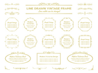 vintage frame set 11_gold／線幅変更できるゴールドのビンテージフレームとあしらい飾りのセット