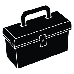 A black leather briefcase with a metal handle and lock is isolated on a white background