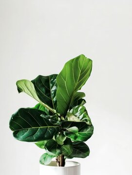 Beautiful fiddle leaf fig tree in a minimalist interior setting with soft natural light