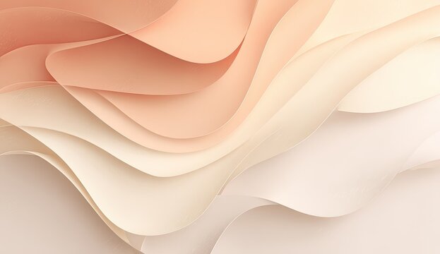 Abstract peach and beige layered wavy shapes