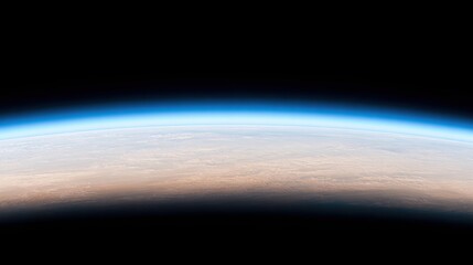 A stunning view of Earth from space, showcasing the curvature of the planet and a vibrant atmosphere against a dark void, Ideal for projects in education, science, or environmental awareness,