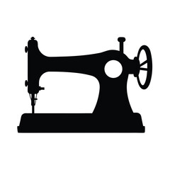 Black Silhouette of a Vintage Sewing Machine