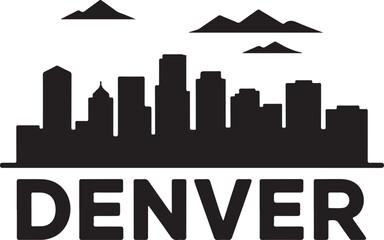 Fototapeta premium Denver Skyline Silhouette | Black Vector Cityscape on White Background