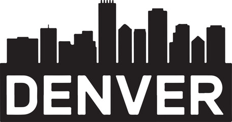 Fototapeta premium Denver Skyline Silhouette | Black Vector Cityscape on White Background