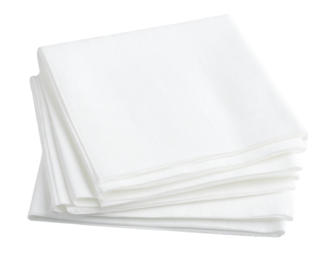 Stack of white napkins isolated on transparent background PNG
