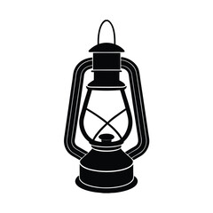 Black Silhouette of an Oil Lantern with Handle