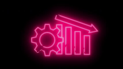 gear icon and graph icon down with neon effect - Powered by Adobe