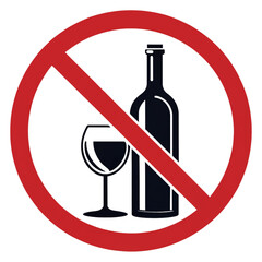 Symbol indicating alcohol prohibition, perfect for health warnings, safety guidelines, and regulatory notices in various settings