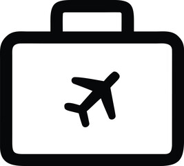 Outline Icon of Suitcase with Airplane Symbol