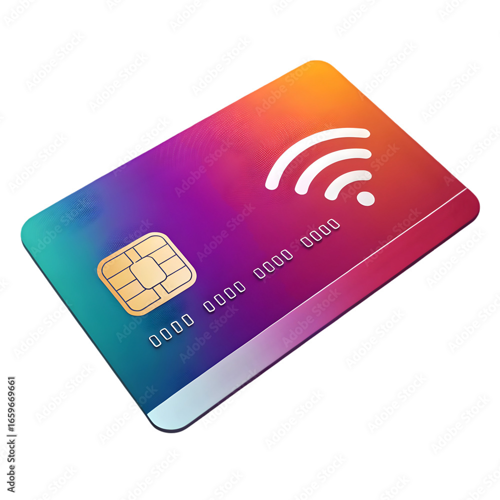 Poster credit card chip contactless payment symbol gradient isolated on a transparent background image png 
