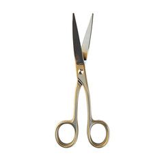 Professional gold scissors for precise cutting hair trimming and craft tool on black background isolated studio shot