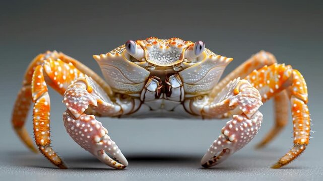 Colorful crab exploring its surroundings in a close-up view during daytime