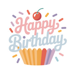 Colorful birthday party hat design celebrating joy and festivity with cheerful text and vibrant patterns