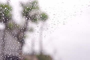 Water drops on the car window, romantic