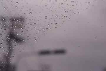 Water drops on the car window, romantic