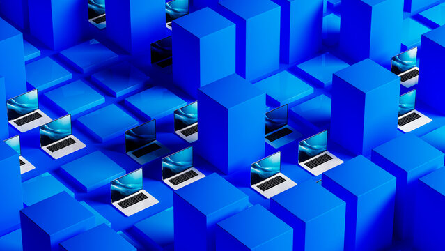 Exploring data technology with laptops and servers in a modern setup