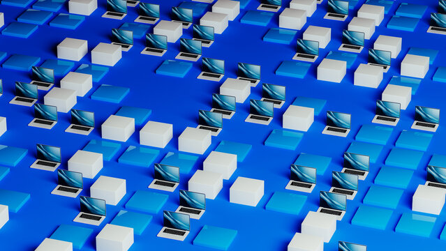 Exploring data technology with laptops and servers in a modern setup