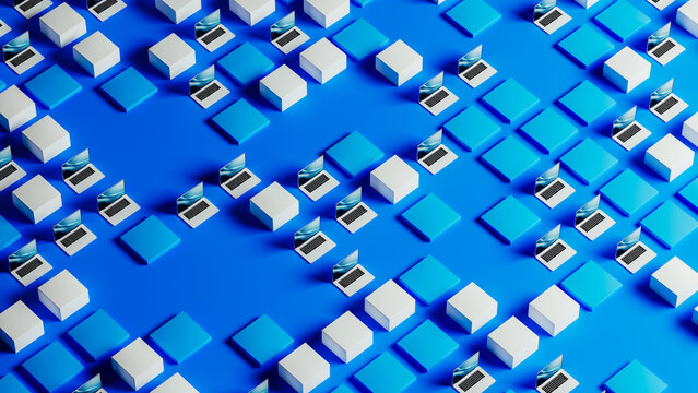 Exploring data technology with laptops and servers in a modern setup