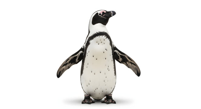 African Penguin Standing Proudly Against White Background.