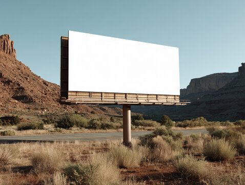 Empty Billboard Framework Abandoned Highway Desert Vast Landscape Signage Minimalism Nature Outdoors Environment Road Structure Modern Urban 