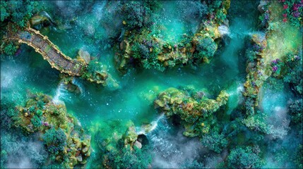 Abstract Fantasy Landscape With Teal Water