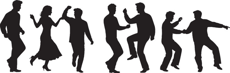 Dynamic Silhouettes of People Dancing and Celebrating