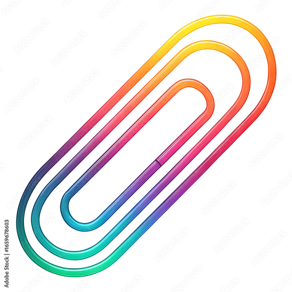 Poster paperclip neon gradient vibrant colors isolated on a transparent background image png file
