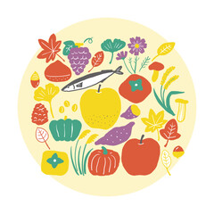 Hand-drawn Autumn Illustration (Color) / 手描き・秋のイラスト（カラー）