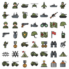 Obraz premium Military Icons and Symbols: Essential army elements for strategic design and impactful visual projects