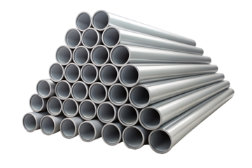 Stacked Pile of Gray PVC Pipes on Background PVC pipes plastic pipes isolated on a transparent background