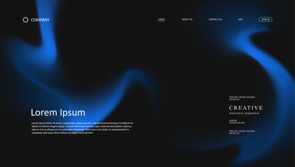 landing page dark background and blue fluid gradient