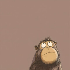 A cartoon monkey with a surprised expression