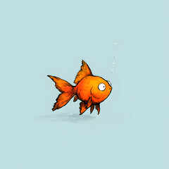 A cartoon fish is swimming in the water