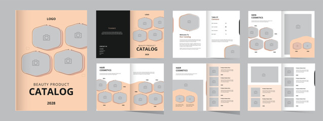Beauty product catalog design template for women ladies product,  cosmetic or beauty product catalog layout