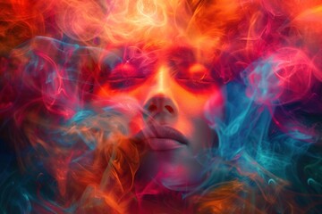 Fototapeta premium Psychedelic human meditation abstract portrait surreal.