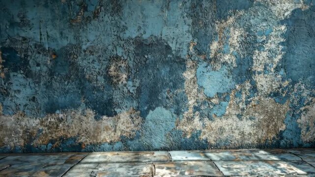 Distressed Blue Wall and Floor Texture Background.