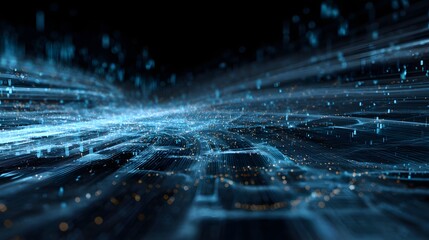 Fototapeta premium Futuristic vibrant abstract digital network background with radial burst of light and energy emanating. Blue, purple, and orange light beams radiate and glowing particles effects. 3D illustration