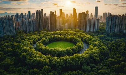 City dedicated to sustainable engineering and environmental responsibility, showcasing urban development through green engineering projects focused on renewable energy, Generative AI