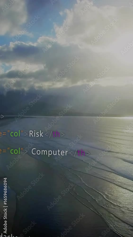 Poster animation of data processing over landscape