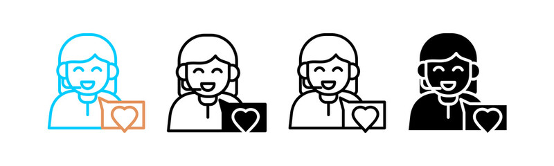 Smile Multi style icon in line color, mixed, lineal color, glyph, line.