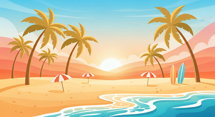 Relaxing Tropical Beach Illustration