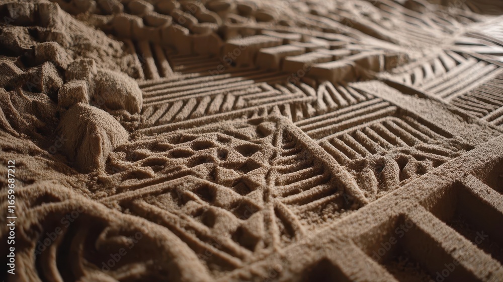 Poster detailed sand design with intricate patterns.