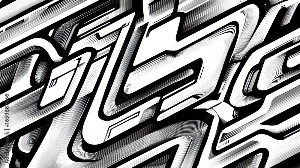 Poster abstract geometric pattern design in grayscale.