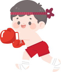 Cute Cartoon Muay Thai Boxer Illustration