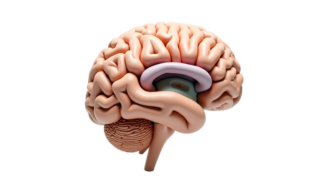 Anatomy & Physiology A detailed model of the limbic system, isolated on white, showing hippocampus, amygdala, cingulate gyrus, and fornix for emotion, memory (4)