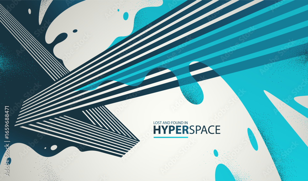 Poster fluid splash in motion over 3d lines in perspective space vector abstract background, energy blast e