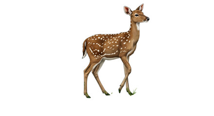 Fototapeta premium Spotted Deer Illustration on Transparent Background Wildlife Art.