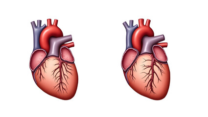 Anatomy & Physiology A labeled cross-section of the heart, isolated on white, showing myocardium, endocardium, pericardium, papillary muscles, and conduction(3)