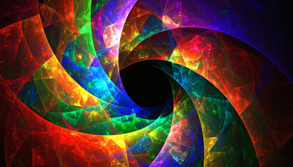 Abstract fractal design with vibrant colors and swirling patterns.