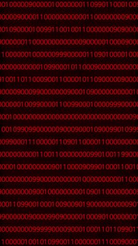 Digital numbers codes moving in cyberspace - Technology background. Binary code matrix array background, empty copy space area for logo or text VFX design. Shiny numbers of 1 and 0 animated.